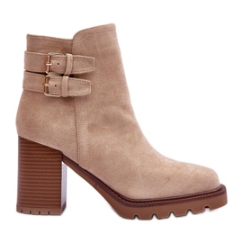 Botas Tacón Ante Beige Makeline