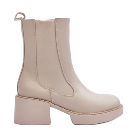 Botas Chelsea Ironna beige con tacones altos enormes