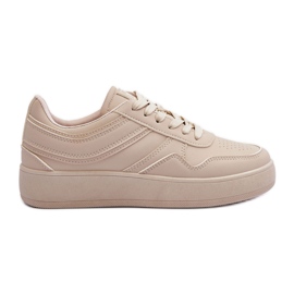 PE1 Zapatillas Deportivas Mujer Beige con Plataforma Pudina