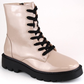 Botas aislantes de mujer en charol, beige, Vinceza 58153
