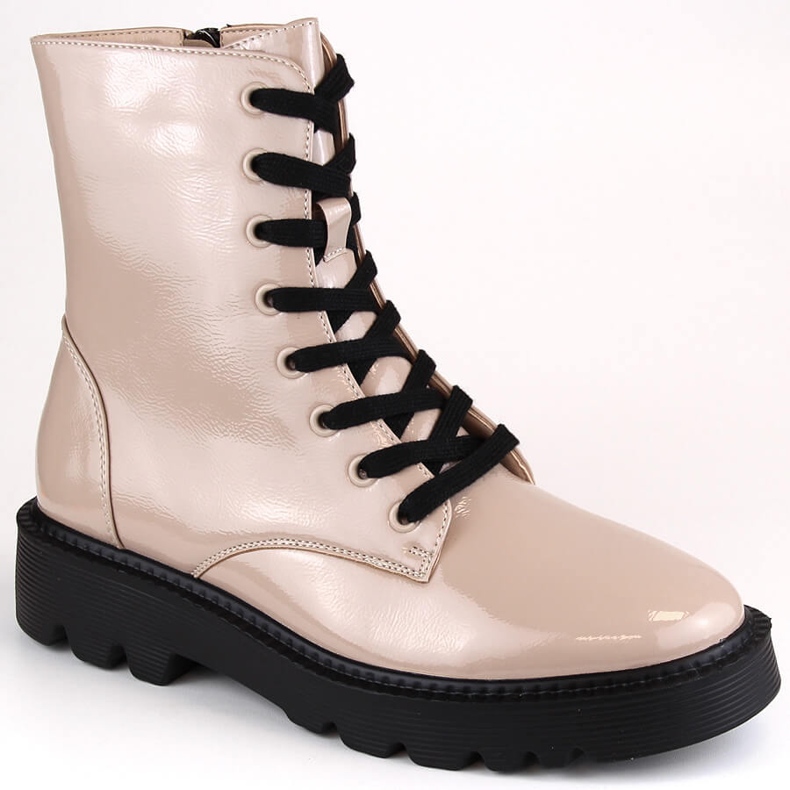 Botas aislantes de mujer en charol, beige, Vinceza 58153