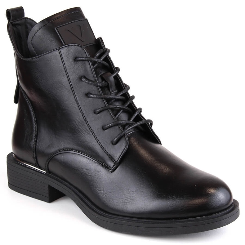Botas de tacón plano con aislamiento para mujer, negro Vinceza 58167
