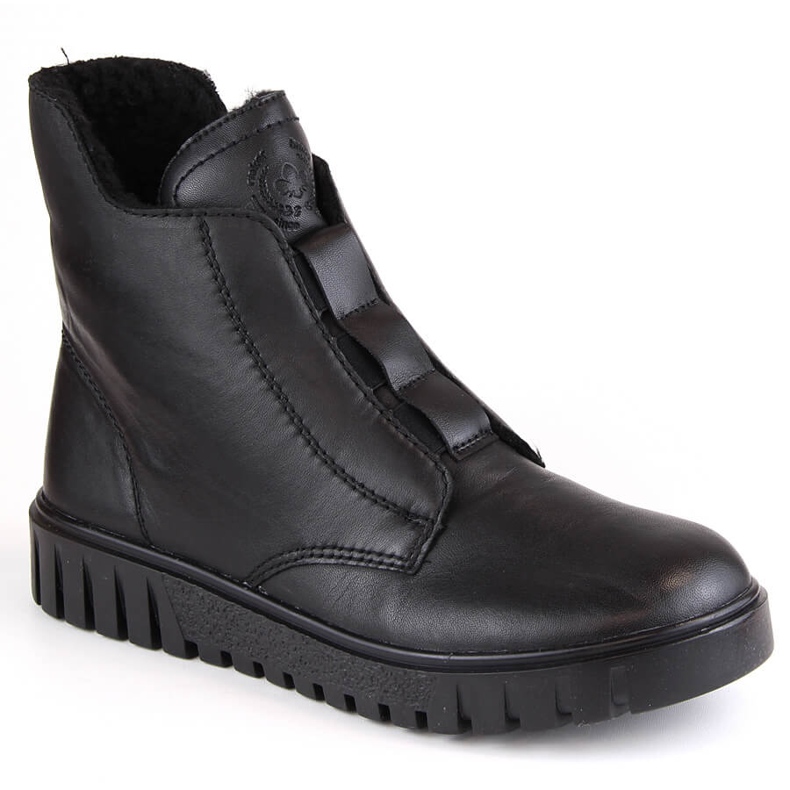 Botas de mujer cómodas de piel con aislamiento negro Rieker Y3458-00 Botas de mujer cómodas de piel con aislamiento negro Rieker Y3458-00