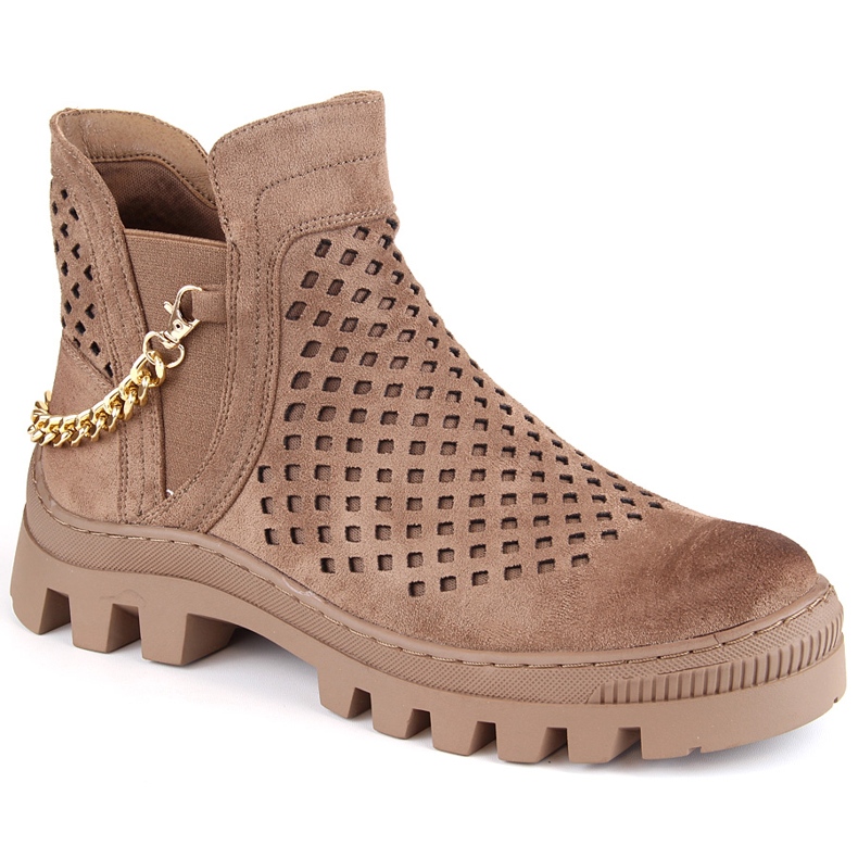 Botas trabajadoras mujer serraje marrón Potocki 12028 beige