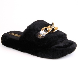 Zapatillas de estar por casa de felpa para mujer con cadena, negro T.Sokolski KAP-158