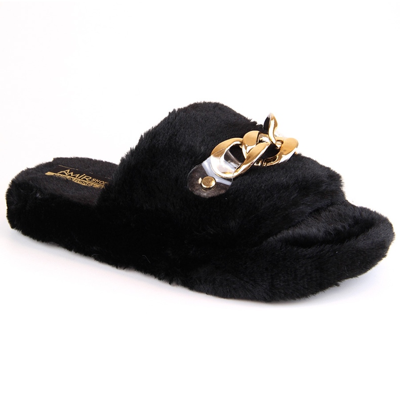 Zapatillas de estar por casa de felpa para mujer con cadena, negro T.Sokolski KAP-158 Zapatillas de estar por casa de felpa para mujer con cadena, negro T.Sokolski KAP-158