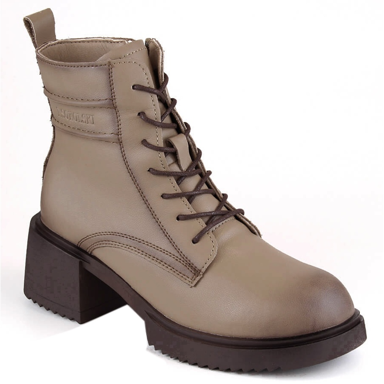 Botines de mujer de piel con tacón alto y plataforma T.Sokolski Z23-44 beige Botines de mujer de piel con tacón alto y plataforma T.Sokolski Z23-44 beige