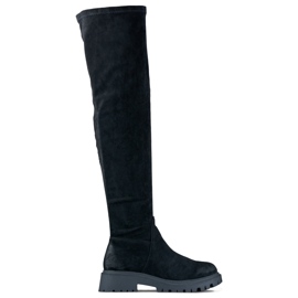 Botas negras por encima de la rodilla con parte superior elástica negro