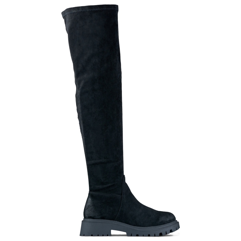 Botas negras por encima de la rodilla con parte superior elástica negro