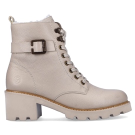 Botas cómodas de piel con tacón alto y aislamiento, beige Remonte D0A74-60