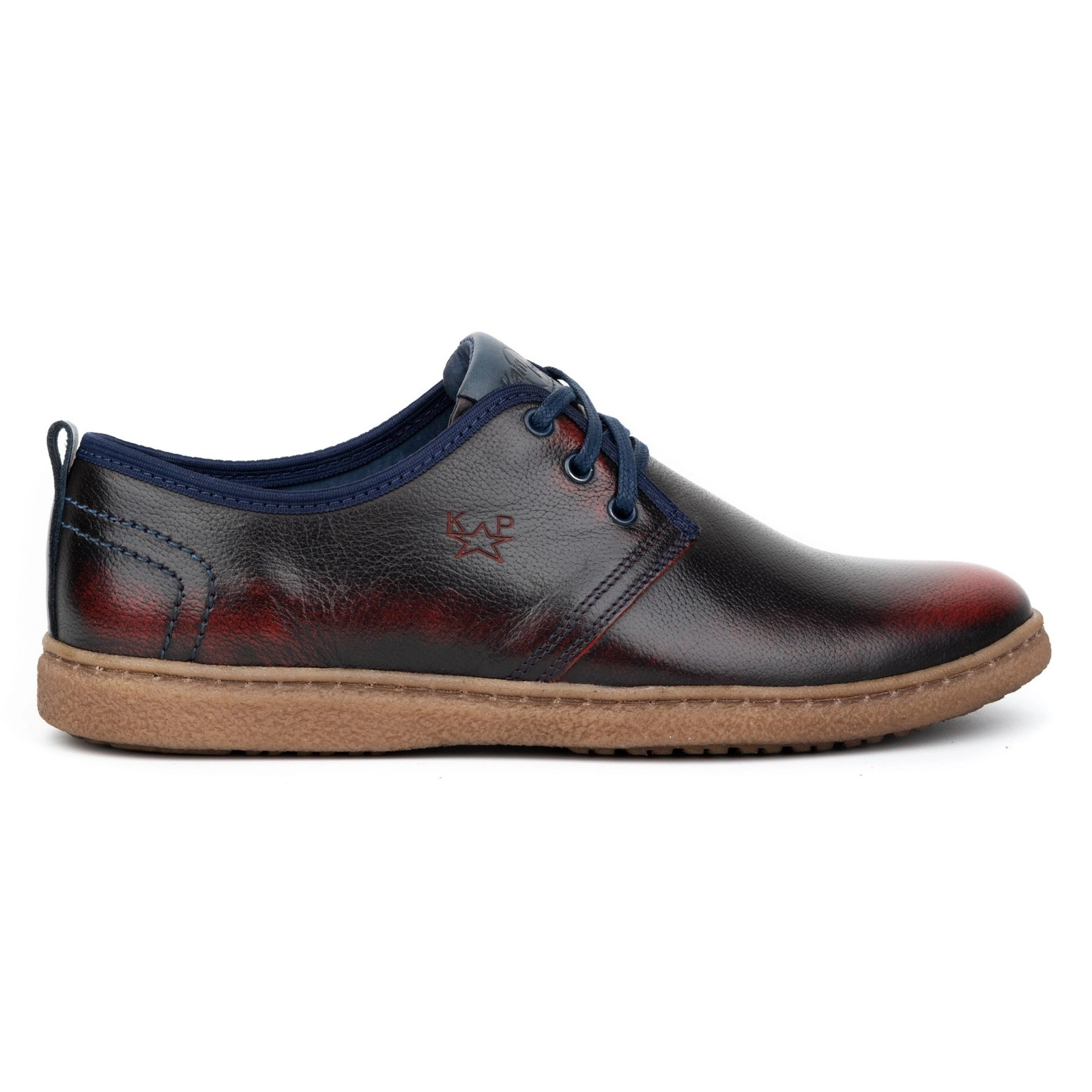 Kampol Zapatos casual hombre piel 22KAM burdeos negro
