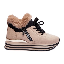 Deportivas Jamari Plataforma Beige Con Pelo