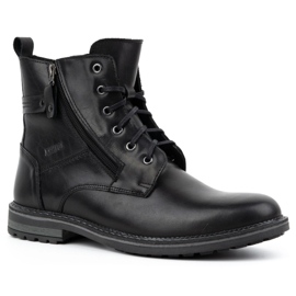 Kampol Botas de piel de invierno para hombre 155KAM, negro