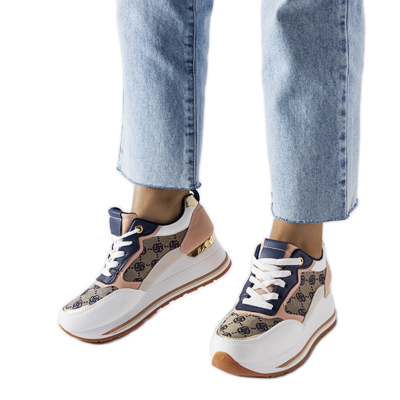 Inna Zapatillas con cuña Rouxi blancas y rosas blanco Inna Zapatillas con cuña Rouxi blancas y rosas blanco