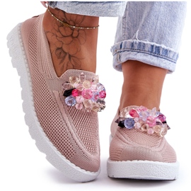 Zapatillas Slip-On Para Mujer Con Adorno, Rosa