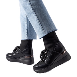 Botas calcetín cuña negra Rochon negro