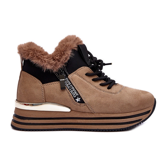 FB3 Deportivas De Plataforma Con Pelo, Beige Oscuro Jamarie