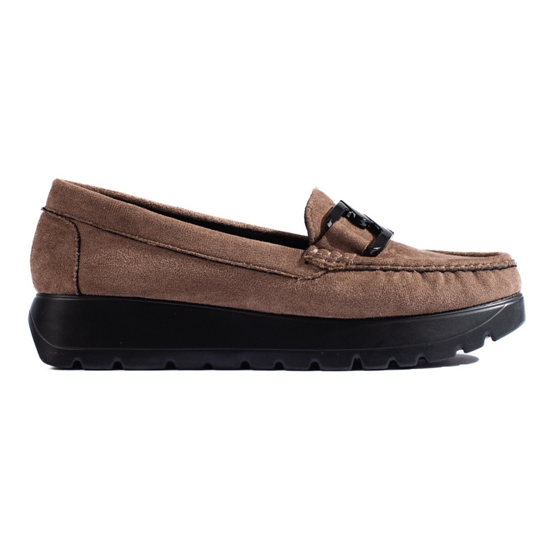 Mocasines de mujer Shelovet de ante beige oscuro