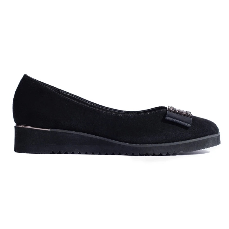 Zapatos de tacón Shelovet de ante negro con cuña baja