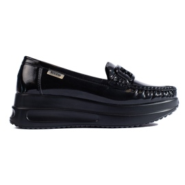 Mocasines de mujer de charol negro con hebilla Shelovet