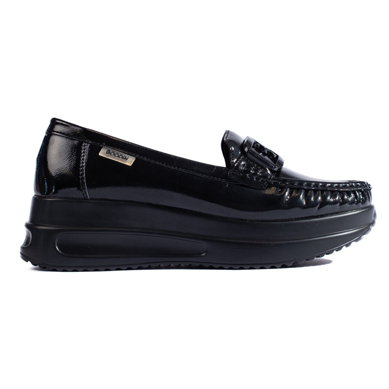 Mocasines de mujer de charol negro con hebilla Shelovet