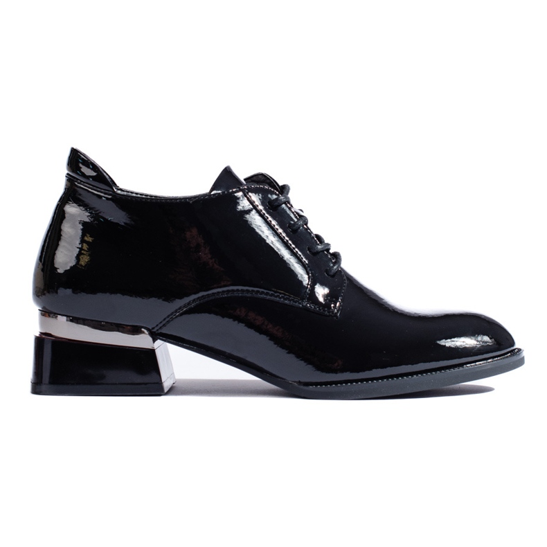 Zapatos tacón Vinceza charol negro cordones