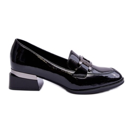 Vinceza Mocasines Lacados Tacón Alto Negro Sakina