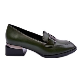 Vinceza Zapatos De Piel Mocasines Con Tacones Altos, Sakina Verde Oscuro
