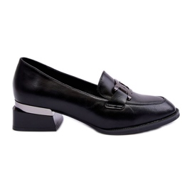 Vinceza Zapatos De Piel Mocasines Con Tacón Alto, Sakina Negro