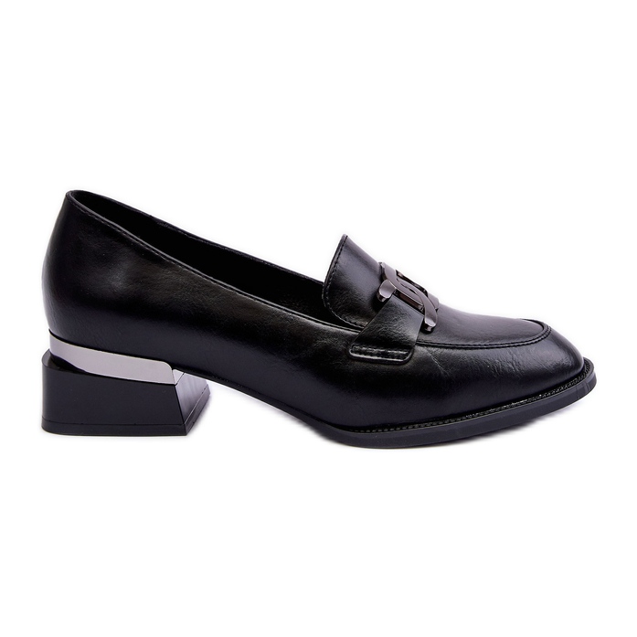 Vinceza Zapatos De Piel Mocasines Con Tacón Alto, Sakina Negro