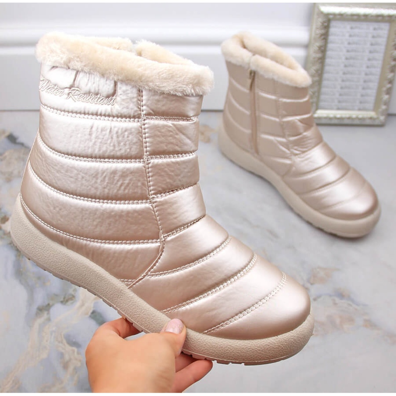 News Botas de nieve mujer charol impermeable beige Novedad 1467