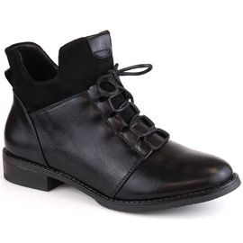 M. DASZYŃSKI Botas negras de mujer con tacón plano y aislamiento M.Daszyński MR2251-6 negro