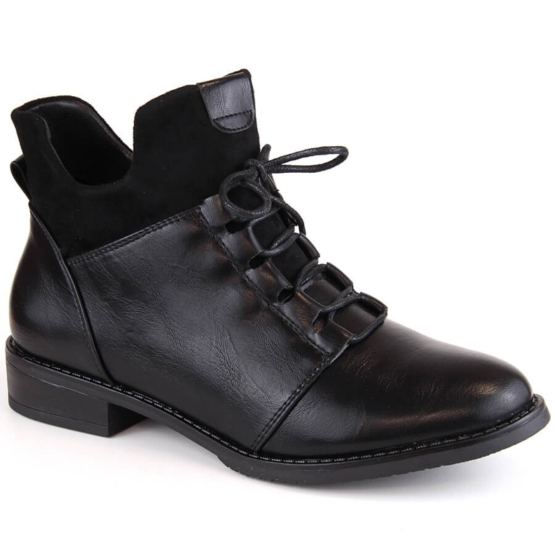 M. DASZYŃSKI Botas negras de mujer con tacón plano y aislamiento M.Daszyński MR2251-6 negro