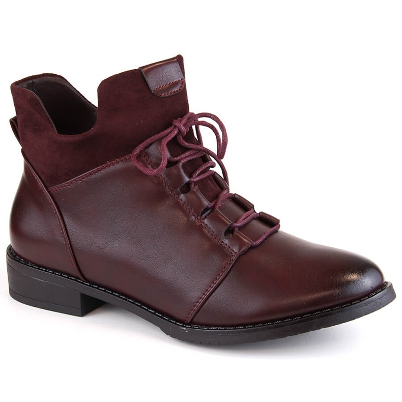 M. DASZYŃSKI Botas de mujer con tacón plano, aislantes, burdeos M.Daszyński MR2251-6 rojo M. DASZYŃSKI Botas de mujer con tacón plano, aislantes, burdeos M.Daszyński MR2251-6 rojo