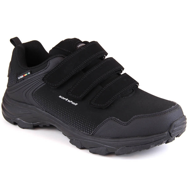 Zapatillas deportivas juveniles trekking con velcro, softshell, negro American Club
