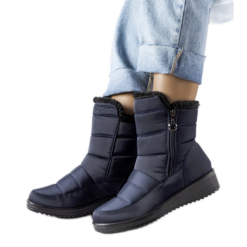 Botas de nieve azul marino con cuña Mount baja.