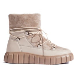 Botas de nieve de mujer de piel beige de Vinceza
