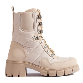 Botas de trabajo atadas y con aislamiento color crema para mujer de Vinceza beige