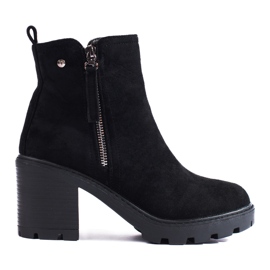 Botines de ante marrón con tacón ancho de Vinceza negro