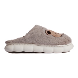 Pantuflas de pelo beige oscuro con osito Shelovet