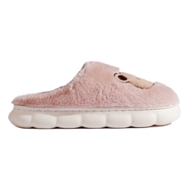 Pantuflas de pelo con osito de peluche, rosa empolvado, Shelovet rosado