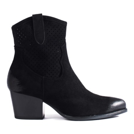 Botas cowboy negras caladas con tacón alto de Vinceza negro