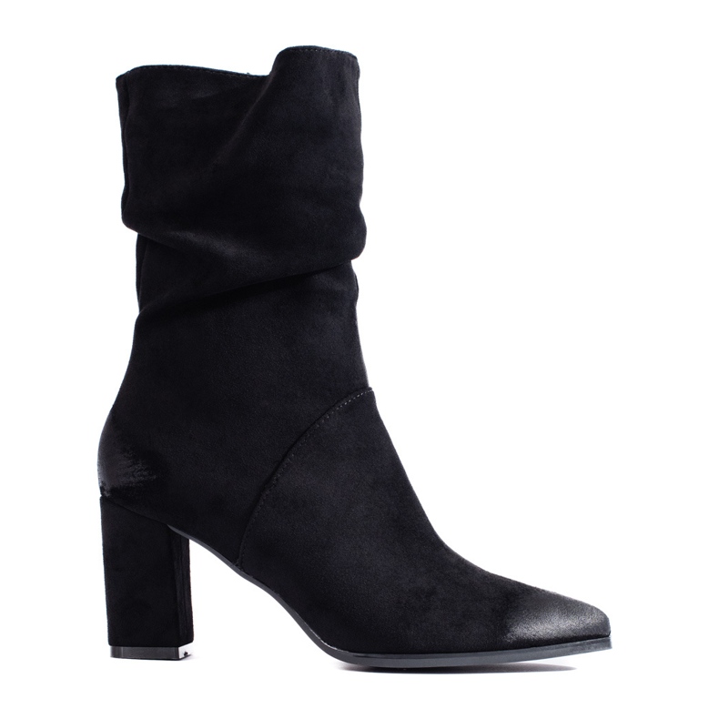 Botines de tacón negros elegantes de ante de Vinceza