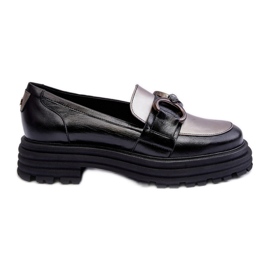 Laura Messi Mocasines Mujer Piel Tacón Plano, Negro Elkiza