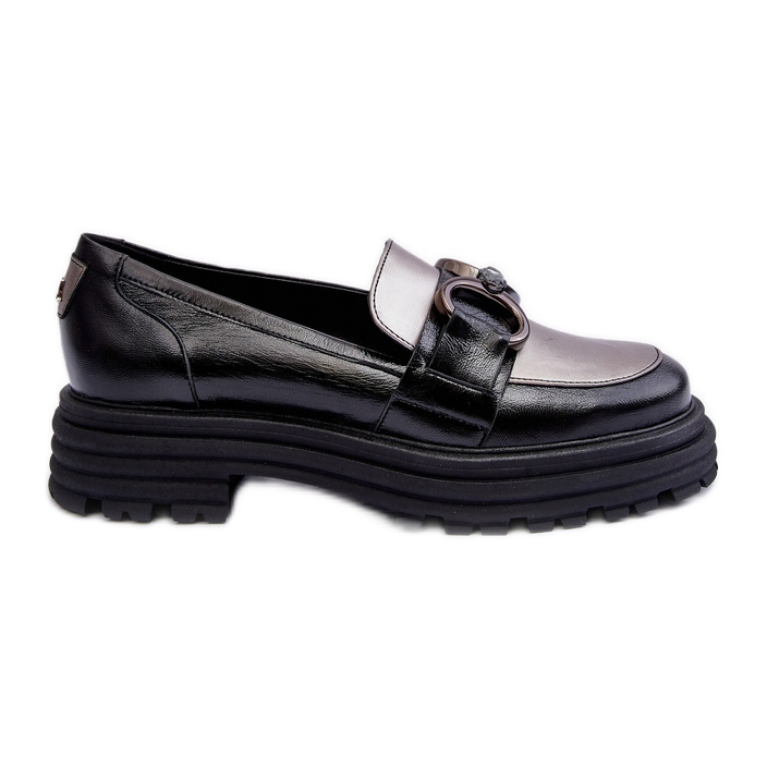 Laura Messi Mocasines Mujer Piel Tacón Plano, Negro Elkiza