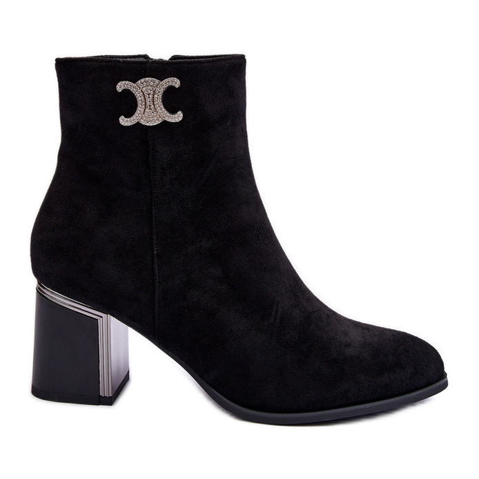 Botines De Ante Con Adorno, Negro Dwinja