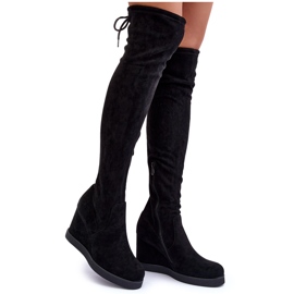 Botas altas Mephal de ante negro con cuña