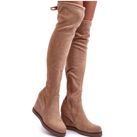 Botas altas Mephal de ante beige con cuña