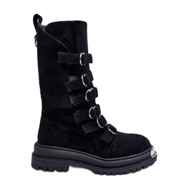 Botines Worker Ante Con Tiras Negro Elnatea