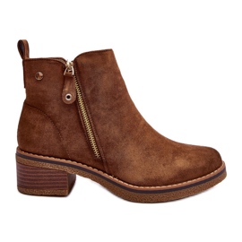 Botas tacón bajo Laurisa ante marrón Botas tacón bajo Laurisa ante marrón